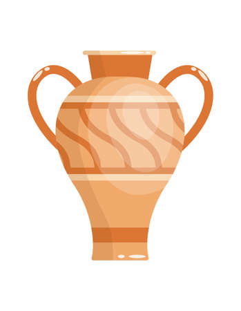 Greek vase in ancient style as template for Interior. Greece culture ceramic urn in traditional color and form. Vector greek antiquity amphoraのイラスト素材