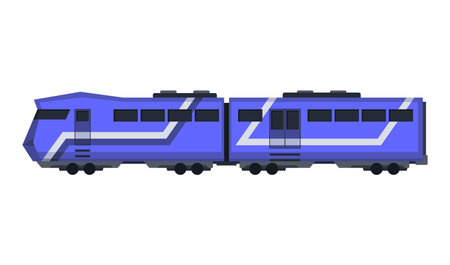 Passenger express train. Railway carriage. Cartoon subway or high speed train. Vector icon for web design or game sceneのイラスト素材
