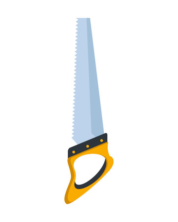 Builder instrument. Equipment for repair. Handyman tool. Tool supplies for house repair builder on white background. Flat vector design concept of sawのイラスト素材