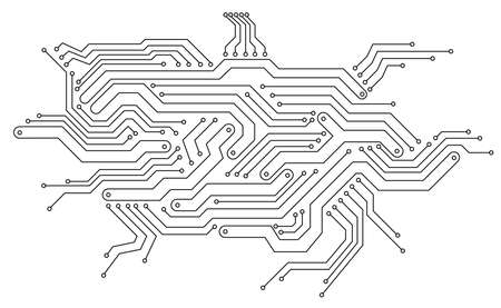 Electronics board. Circuit board electronic hi tech pattern. Vector abstract computer chip. Black monochrome backgroundのイラスト素材