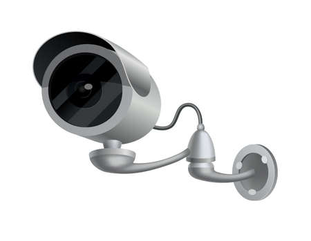 Security camera. Decorative video surveillance camera. Safety home protection system. Illustration...