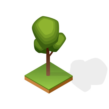 Set of various type wood isolated on white background. Green plant for isometric landscape public park or garden. Landscape constructor element. Vector icon for infographics or gameのイラスト素材