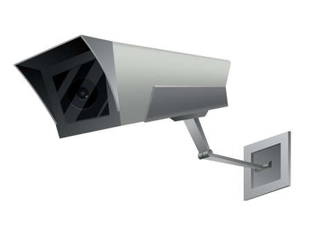 Security camera. Decorative surveillance camera. Safety home protection system. Illustration of...