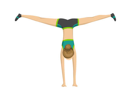 Woman fitness. Icon of girl doing sport exercises. Active and healthy life concept. Female workout fitness, aerobic or exercises. Slim woman in costume doing fitness workoutのイラスト素材