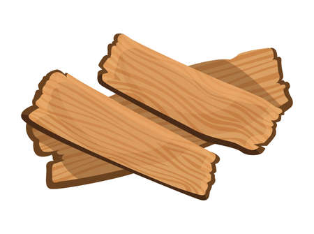 Wooden signboard. Cartoon brown wooden plate. Old guidepost, vintage restaurant signpost or advertising design concept. Banner templateのイラスト素材