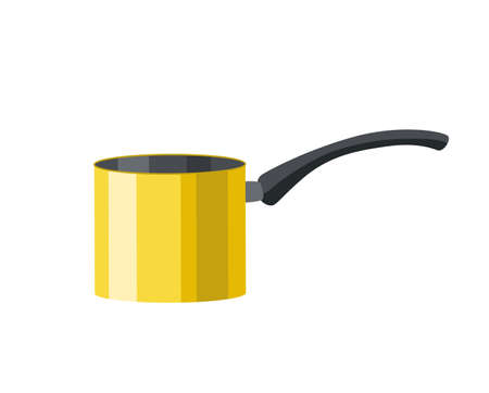 Cooking pan colorful vector illustration. Isolated icon of saucepan for soup, cookware for cooking. Utensils symbol design for cooking food processingのイラスト素材