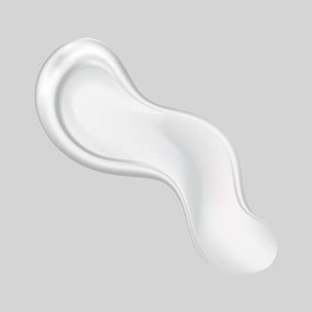 Cream smear of cosmetic white cream for skin isolated on background. Skincare or moisturizer advertising. Creamy smooth, smear cosmetic product. Lotion swatch for face careのイラスト素材