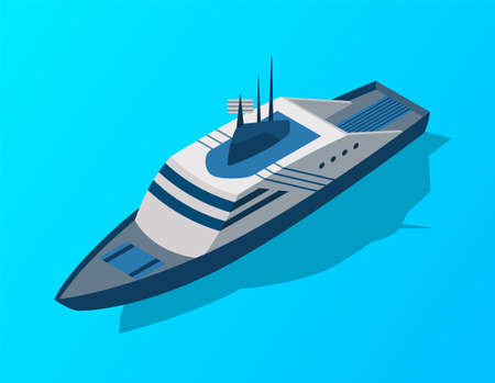 Isometric cruise ship. Passenger transportation by water. Vector isometric icon or infographic element. Ocean transportのイラスト素材