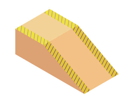 Isometric skatepark element, ramp. Infrastructure for sporty mans riding on the skateboard. Modern youth leisure. Recreation playground vector illustrationのイラスト素材