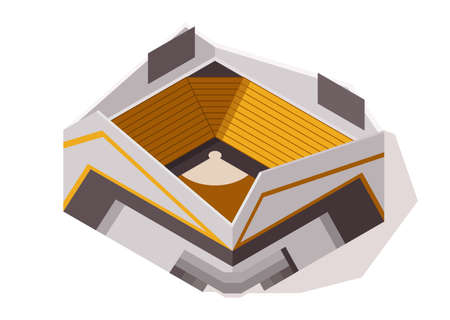 Isometric sport arena exterior. Place for biggest sport competitions. Vector icon or infographic element representing football basketball or hockey stadium buildingのイラスト素材