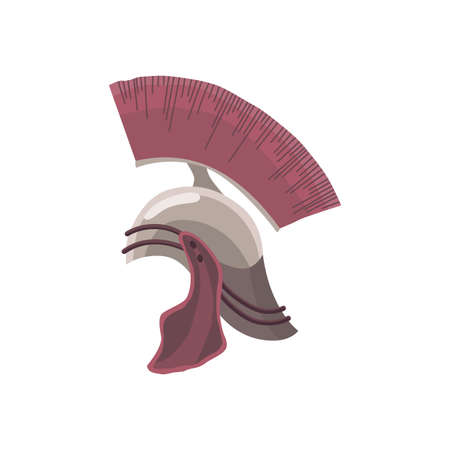 Ancient rome centurion helmet with the crest in vector. Head protection for ancient warrior. Element of security eqipment for militant manのイラスト素材