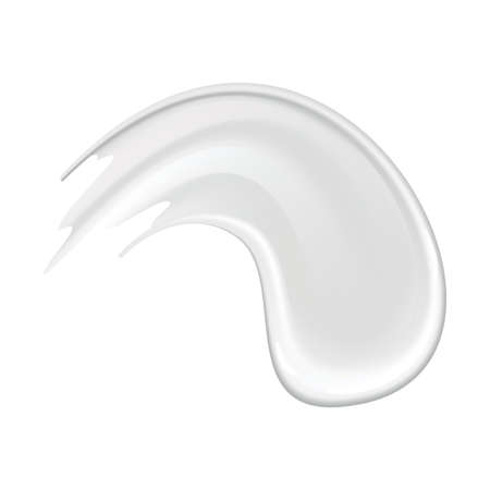 Cream smear of cosmetic white cream for skin isolated on background. Skincare or moisturizer advertising. Creamy smooth, smear cosmetic product. Lotion swatch for face careのイラスト素材