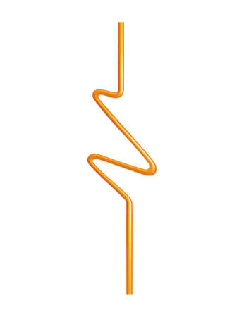 Drinking straw in abstract design or form. Color disposable plastic and flexible straw for beverage juice and cocktail. Vector illustration of curved pipe lineのイラスト素材