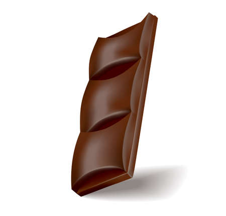 Realistic chocolate piece of dark or milk chocolate. Chunk of cocoa dessert or square chocolate candy. Food sweet snack isolated on white backgroundのイラスト素材