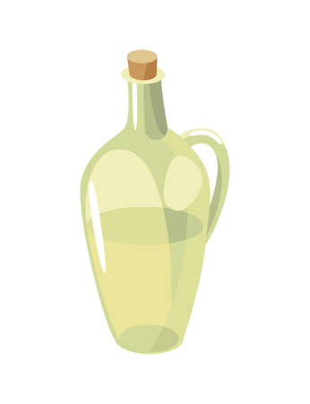 Oil in glass. Ingredient and cookware for making dough, cookie or croissant. Flat cartoon vector isolated iconのイラスト素材