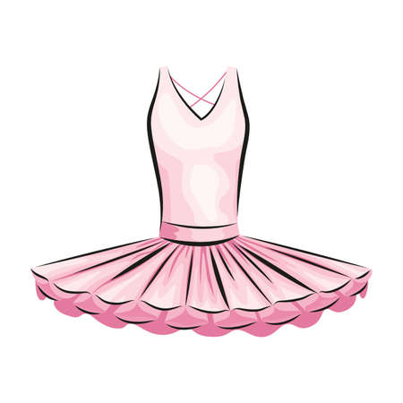 Ballet accessorie. Pink ballet dress or tutu skirt. Vector hand drawn sketch style objectのイラスト素材