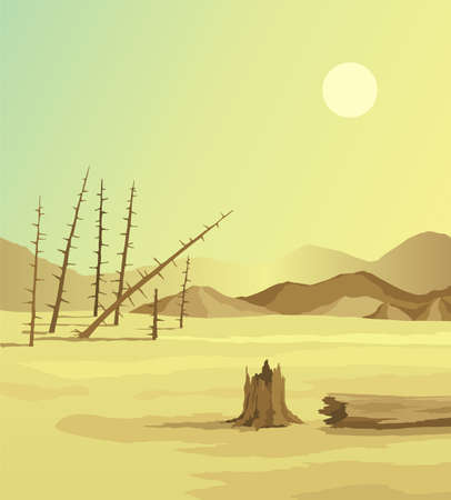Climate change with land degradation. Global desertification environmental problems. Soil erosion. Global warming conceptのイラスト素材