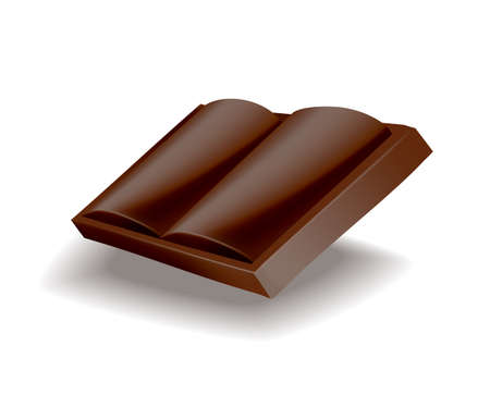 Realistic chocolate piece of dark or milk chocolate. Chunk of cocoa dessert or square chocolate candy. Food sweet snack isolated on white backgroundのイラスト素材