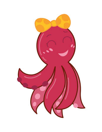 Children toy octopus. Kid development and entertainment isolated on white background. Kindergarten tools for kid amusement and play. Bright colored vector iconのイラスト素材
