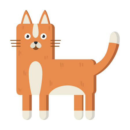 Simple geometric cat. Cute kitten standing. Modern flat art style. Vector cartoon characterのイラスト素材