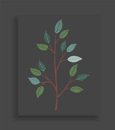 Tree and leaves. Botany element in watercolor. Vector composition for designing greeting cards or invitations. Concept of wedding poster templateのイラスト素材