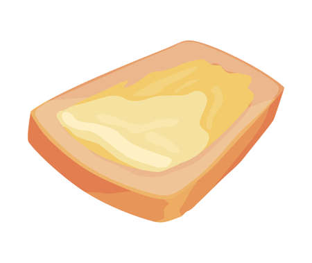 Butter, margarine or spread. Yellow natural dairy product spread on bread. Fat, calorie natural food for breakfast, eating and as ingredient for cookingのイラスト素材