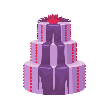 Cake icon. Sweet baked dessert. Icing pie for wedding holiday. Beautiful modern cake gourmet....