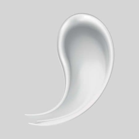 Cream smear of cosmetic white cream for skin isolated on background. Skincare or moisturizer advertising. Creamy smooth, smear cosmetic product. Lotion swatch for face careのイラスト素材