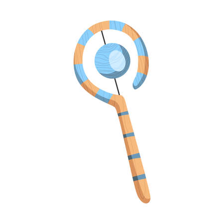 Wooden kid toy. Ecological figure of device for children. Rattle. Retro cartoon design playing tool for baby. No plasticのイラスト素材