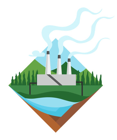 Generation energy type icon. Power station sign. Modern technology, ecological emissions industry, sustainability concept. Nonrenewable fuel generationのイラスト素材