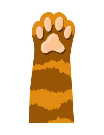 Cat paw. Cute cartoon domestic animal foot isolated on white background. Furry kitten paw. Footprint iconのイラスト素材