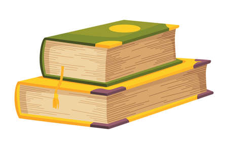 Old closed book stack. Wisdom or education concept. Vintage library design element. Ancient writing stationery symbol for poetry work or educationのイラスト素材