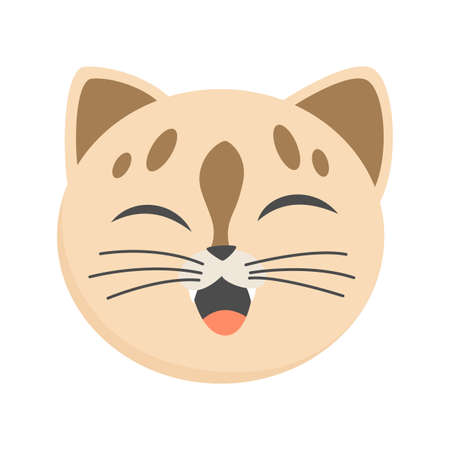 Cat head emoticon. Funny decorative drawn cat face character or avatar. Vector illustration of domestic petのイラスト素材