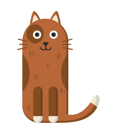 Simple geometric cat. Cute kitten sitting. Modern flat art style. Vector cartoon characterのイラスト素材