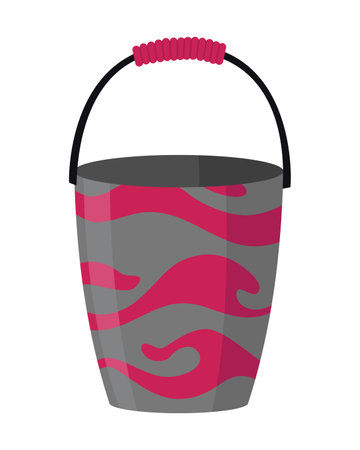 Bucket. Bail vector cartoon icon or pail with handle. Plastic household equipment. Cleaning containerのイラスト素材