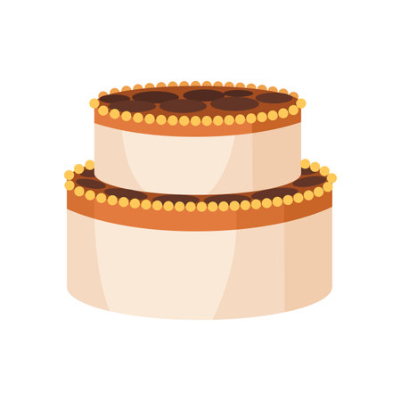 Cake icon. Sweet baked dessert. Icing pie for wedding holiday. Beautiful modern cake gourmet. Celebration elementのイラスト素材