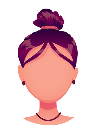 Face construction element, avatar creation, head template. Vector cartoon head. Head part for face generator isolated on white backgroundのイラスト素材
