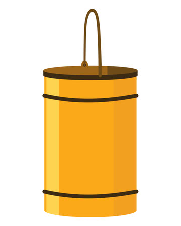 Bucket. Bail vector cartoon icon or pail with handle. Plastic household equipment. Cleaning containerのイラスト素材