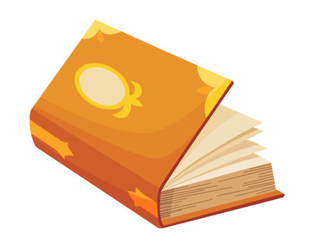 Old open book. Wisdom or education concept. Vintage library design element. Ancient writing stationery symbol for poetry work or educationのイラスト素材