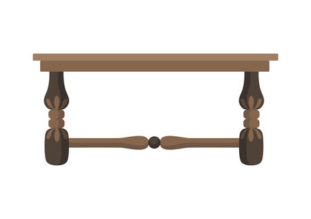 Empty wooden table or desktop. Clean small element of of home interior scenics. Template for object presentation. Table isolated on white backgroundのイラスト素材