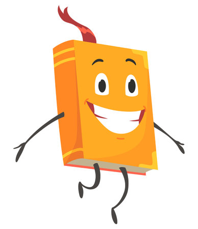 Book cute character. Cartoon face with emotion. Childish education concept, design element. Isolated vector illustrationのイラスト素材