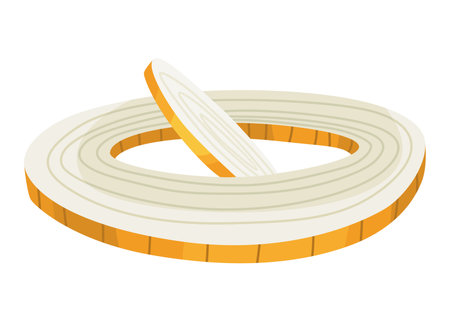 Cartoon onion rings and slices. Fresh farm market symbols. Vector illustration of organic farm fresh vegetablesのイラスト素材