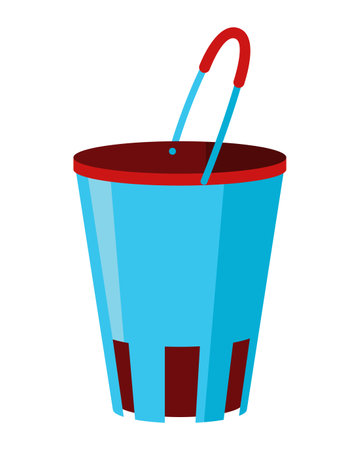 Bucket. Bail vector cartoon icon or pail with handle. Plastic household equipment. Cleaning containerのイラスト素材