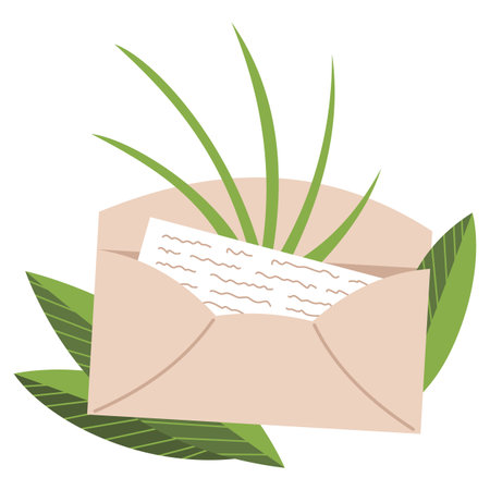Envelope postcard or letter. Craft paper stationery or handmade isolated card, isolated paper mail. Stylish mail letterのイラスト素材