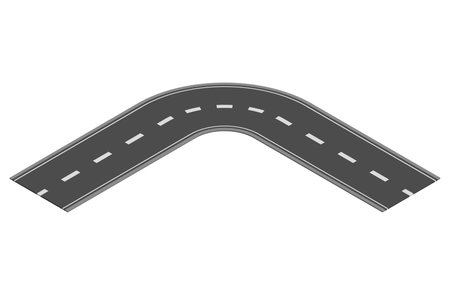 Isometric road element for highway city street map traffic creation. Asphalt part of road and route with curveのイラスト素材