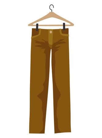 Pants clothes element for wardrobe room. Hanger for accessories. Boutique interior design concept. Flat style vector illustrationのイラスト素材