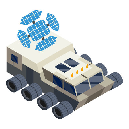 Space element isometric. Lunar rover, space exploration image. Creative element, color web icon for infographic. Isolated vector illustrationのイラスト素材