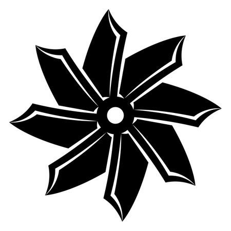 Propeller screw icon, engine or motor image. Type of air fan cooler. Vector illustration isolated on white backgroundのイラスト素材