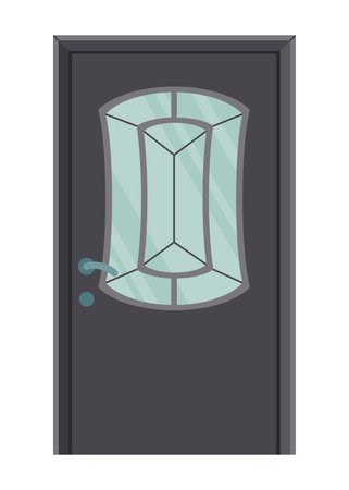 Front door. Closed entrance house in modern flat design. Decorative element isolated on white background. Vector illustrationのイラスト素材