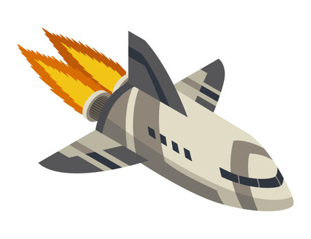 Space element isometric. Spaceship, space exploration image. Creative element, color web icon for infographic. Isolated vector illustrationのイラスト素材